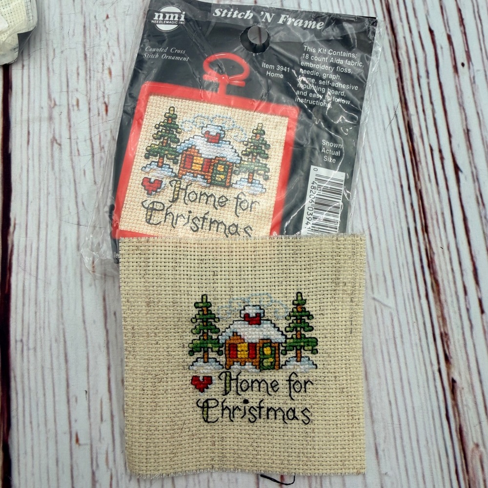 NeedleMagic Stitch N Frame Counted Cross Stitch Ornament Kits Set of 4 Christmas - Picture 4 of 5